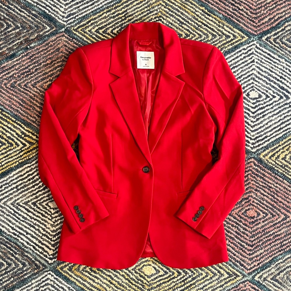 Abercrombie & Fitch Nipped Waist Blazer Jacket | Women’s Size M | Red